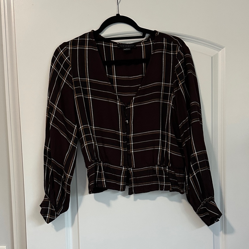 Sanctuary Black and White Plaid Blouse